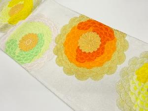 変わり菊模様織出し袋帯